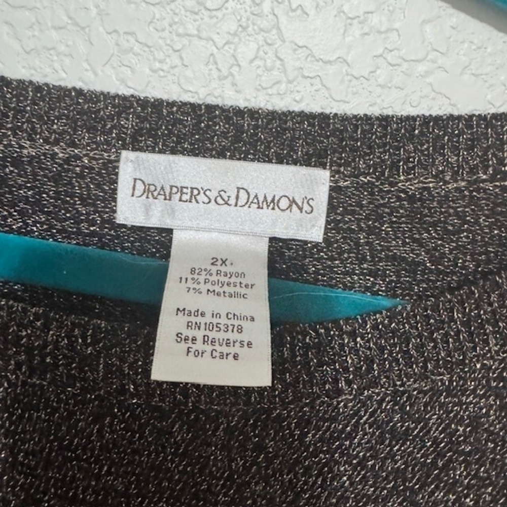Draper & Damon's Women's Sparkle Knit Sweater Metallic Long Sleeve Top - Picture 5 of 8
